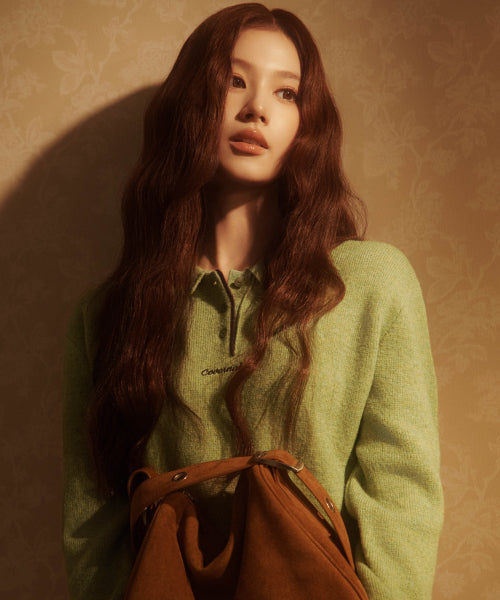 WOMAN HAIRY COLLAR KNIT #SANA同款！ - 2 COLORS NAVY