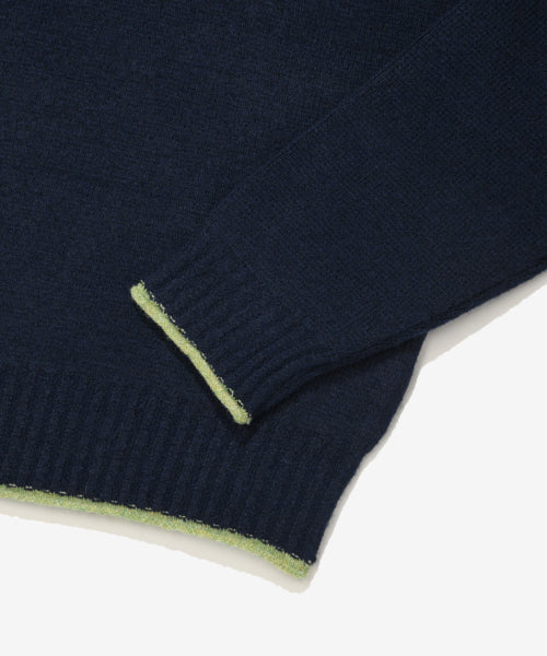 WOMAN HAIRY COLLAR KNIT #SANA同款！ - 2 COLORS NAVY
