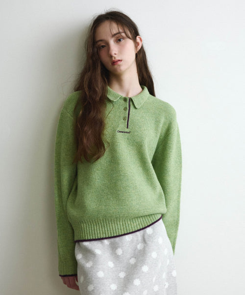WOMAN HAIRY COLLAR KNIT #SANA同款！ - 2 COLORS GREEN