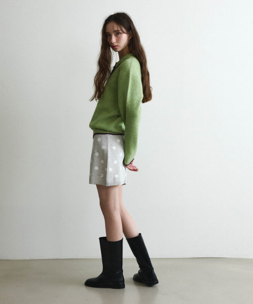 WOMAN HAIRY COLLAR KNIT #SANA同款！ - 2 COLORS GREEN
