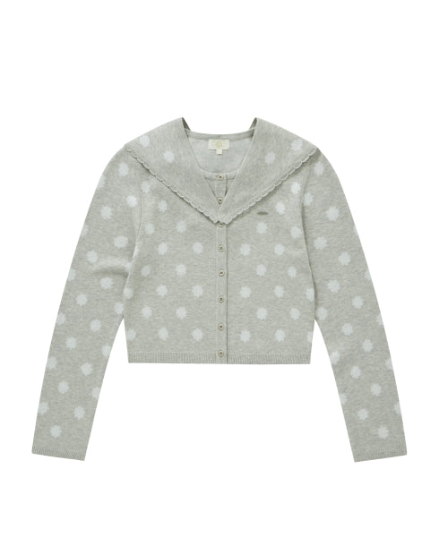 WOMAN DOT SCARF CARDIGAN #SANA同款！ LIGHT GREY