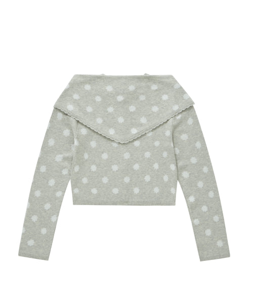 WOMAN DOT SCARF CARDIGAN #SANA同款！ LIGHT GREY