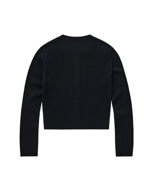 WOMAN CLOVER HEART CABLE CARDIGAN #SANA同款！ - 5 COLORS BLACK