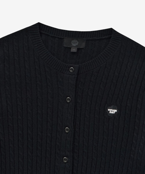 WOMAN CLOVER HEART CABLE CARDIGAN #SANA同款！ - 5 COLORS BLACK