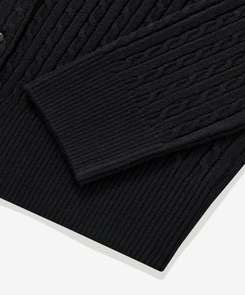 WOMAN CLOVER HEART CABLE CARDIGAN #SANA同款！ - 5 COLORS BLACK