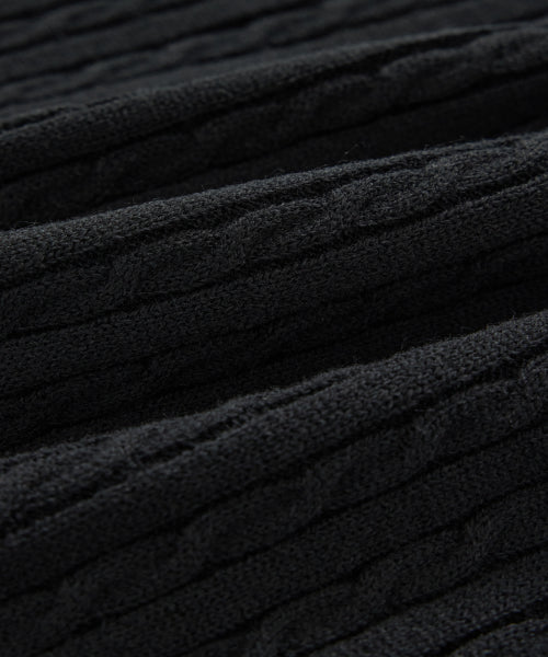 WOMAN CLOVER HEART CABLE CARDIGAN #SANA同款！ - 5 COLORS BLACK