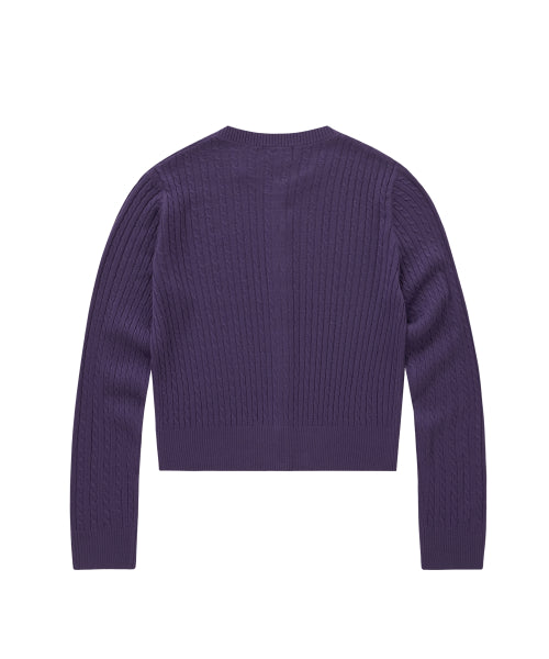 WOMAN CLOVER HEART CABLE CARDIGAN #SANA同款！ - 5 COLORS PURPLE