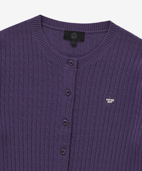 WOMAN CLOVER HEART CABLE CARDIGAN #SANA同款！ - 5 COLORS PURPLE