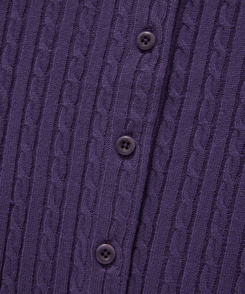 WOMAN CLOVER HEART CABLE CARDIGAN #SANA同款！ - 5 COLORS PURPLE