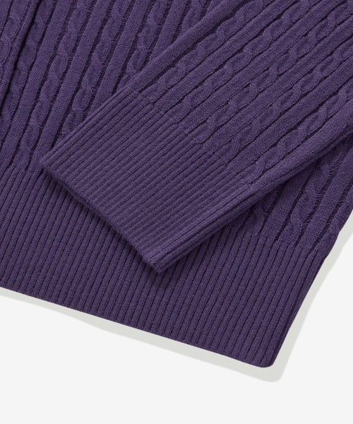 WOMAN CLOVER HEART CABLE CARDIGAN #SANA同款！ - 5 COLORS PURPLE