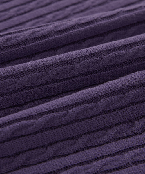 WOMAN CLOVER HEART CABLE CARDIGAN #SANA同款！ - 5 COLORS PURPLE