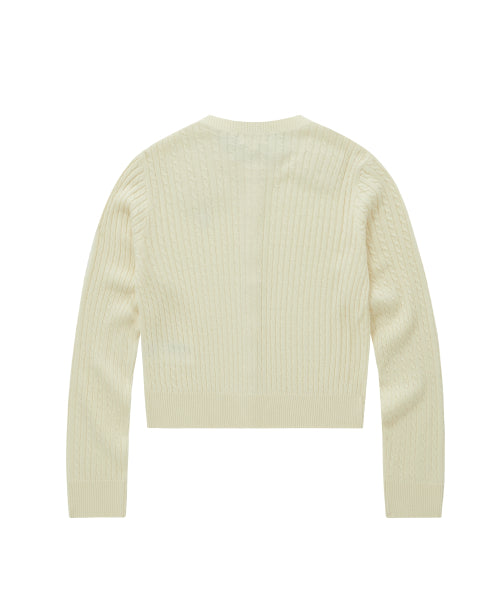 WOMAN CLOVER HEART CABLE CARDIGAN #SANA同款！ - 5 COLORS CREAM