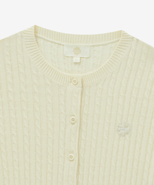 WOMAN CLOVER HEART CABLE CARDIGAN #SANA同款！ - 5 COLORS CREAM
