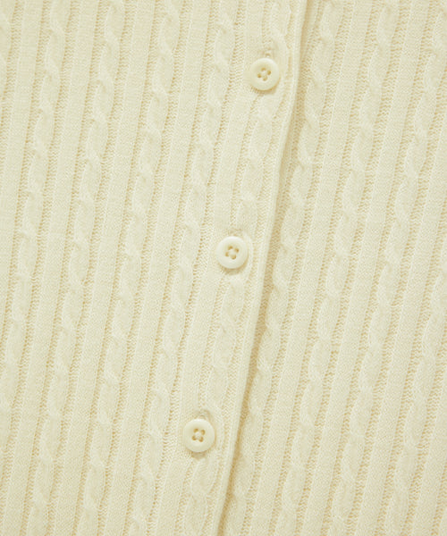 WOMAN CLOVER HEART CABLE CARDIGAN #SANA同款！ - 5 COLORS CREAM