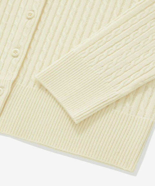 WOMAN CLOVER HEART CABLE CARDIGAN #SANA同款！ - 5 COLORS CREAM