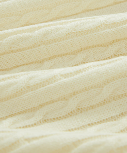 WOMAN CLOVER HEART CABLE CARDIGAN #SANA同款！ - 5 COLORS CREAM