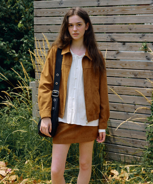 WOMAN SUEDE JACKET #SANA同款！ - 2 COLORS CAMEL
