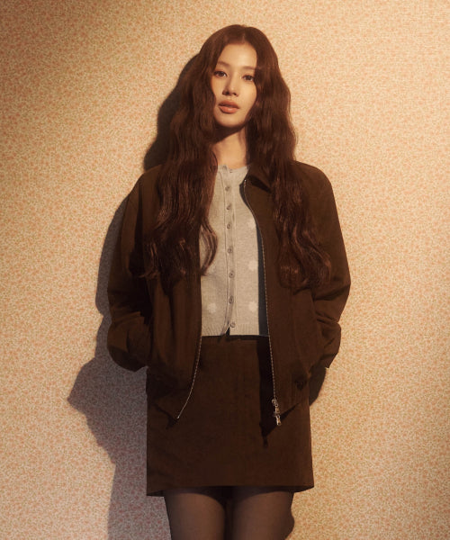WOMAN SUEDE JACKET #SANA同款！ - 2 COLORS BROWN