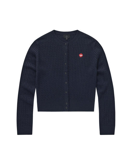 WOMAN CLOVER HEART CABLE CARDIGAN #SANA同款！ - 5 COLORS NAVY