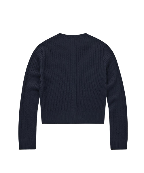 WOMAN CLOVER HEART CABLE CARDIGAN #SANA同款！ - 5 COLORS NAVY