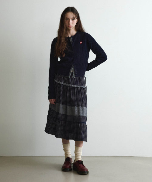 WOMAN CLOVER HEART CABLE CARDIGAN #SANA同款！ - 5 COLORS NAVY