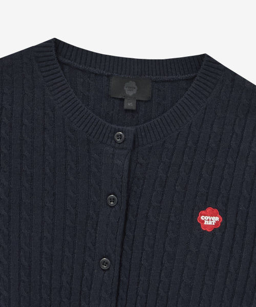 WOMAN CLOVER HEART CABLE CARDIGAN #SANA同款！ - 5 COLORS NAVY