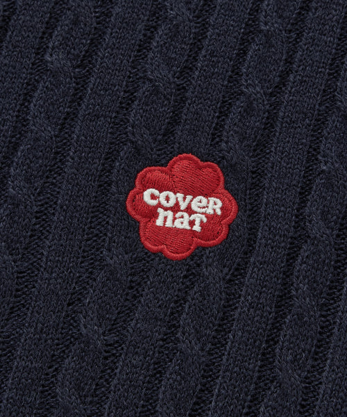 WOMAN CLOVER HEART CABLE CARDIGAN #SANA同款！ - 5 COLORS NAVY
