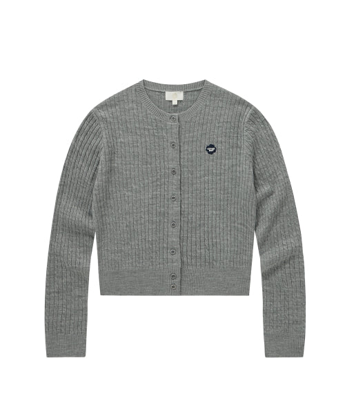 WOMAN CLOVER HEART CABLE CARDIGAN #SANA同款！ - 5 COLORS MELANGE GREY