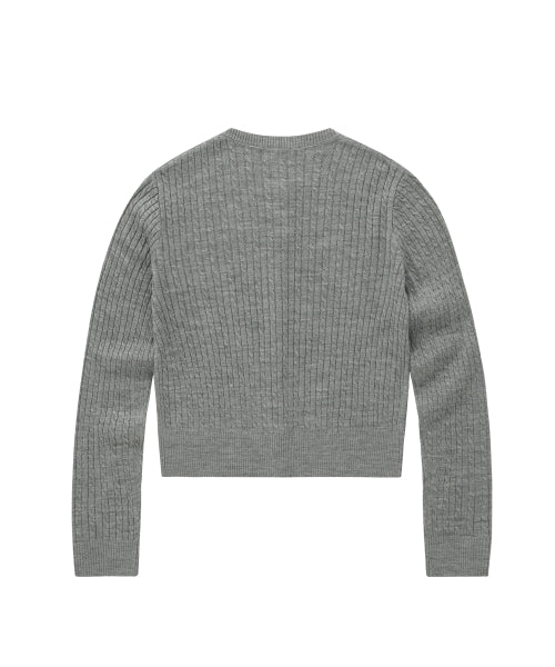 WOMAN CLOVER HEART CABLE CARDIGAN #SANA同款！ - 5 COLORS MELANGE GREY