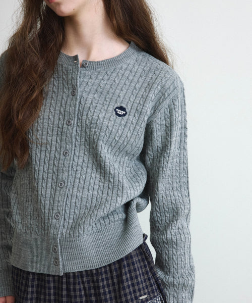 WOMAN CLOVER HEART CABLE CARDIGAN #SANA同款！ - 5 COLORS MELANGE GREY