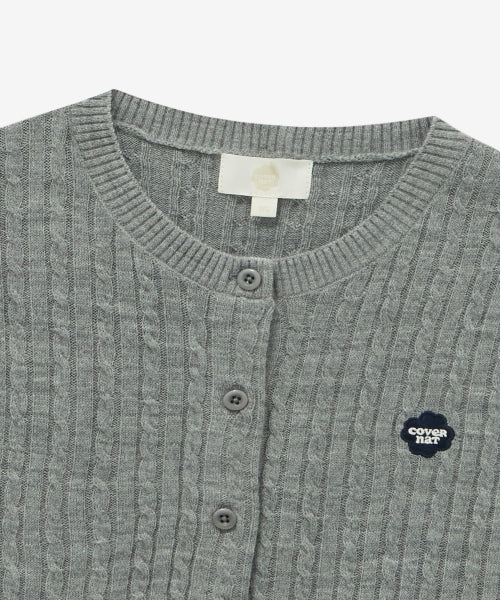 WOMAN CLOVER HEART CABLE CARDIGAN #SANA同款！ - 5 COLORS MELANGE GREY