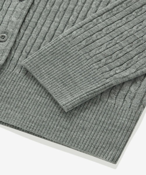WOMAN CLOVER HEART CABLE CARDIGAN #SANA同款！ - 5 COLORS MELANGE GREY