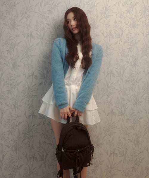 WOMAN SHIRRING MINI BACKPACK #SANA同款！ - 3 COLORS BLACK