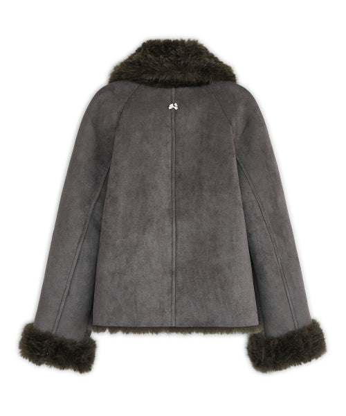 DOUBLE BUTTON SHEARLING SHEARLING JACKET - 2 COLORS CHARCOAL