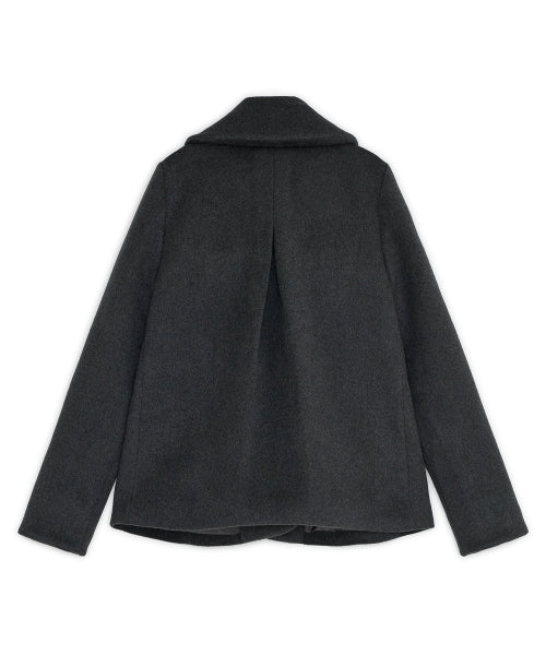 COLLAR HALF COAT - 2 COLORS CHARCOAL