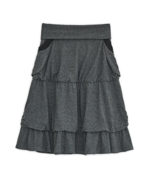 POCKET FLARED MIDI SKIRT - 2 COLORS CHARCOAL