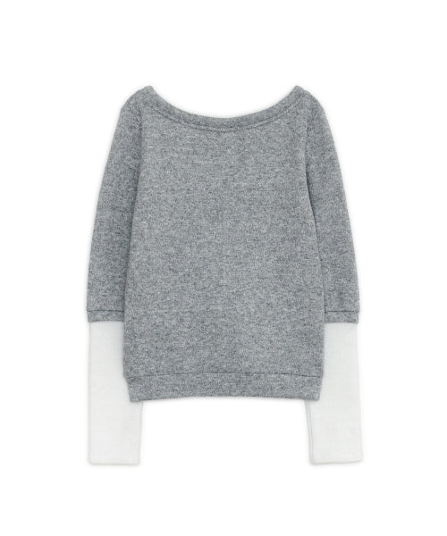 LAYERED STRING KNIT TOP - 2 COLORS MELANGE GREY
