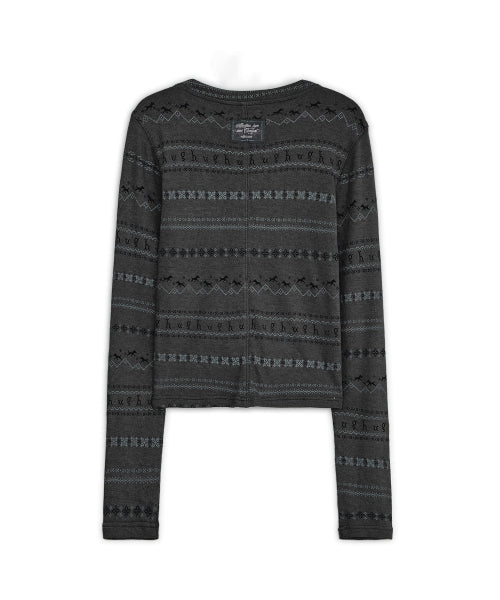 HENLEY NECK TOP - 2 COLORS CHARCOAL