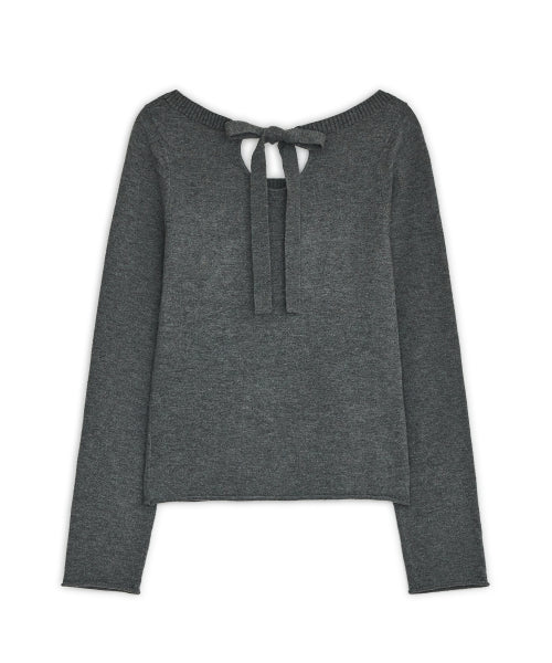 BAG RIBBON KNIT TOP - 2 COLORS DARK GREY
