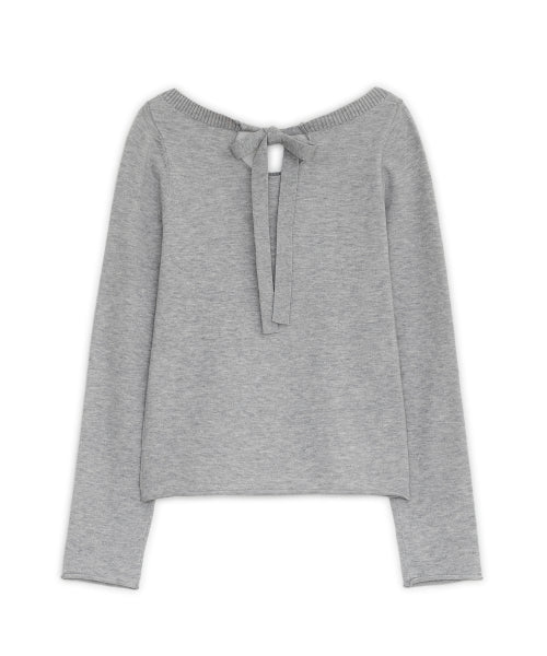 BAG RIBBON KNIT TOP - 2 COLORS MELANGE GREY