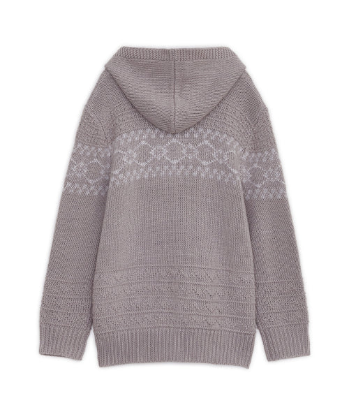 DOUBLE BUTTON HOOD CARDIGAN - 2 COLORS GREY