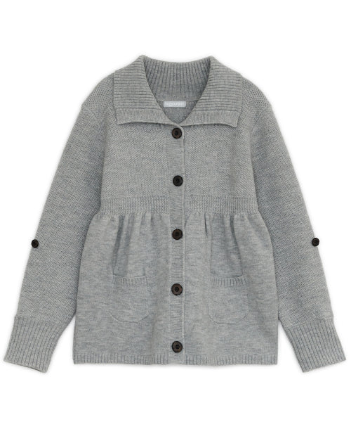 KNIT FLAP CARDIGAN - 2 COLORS GREY
