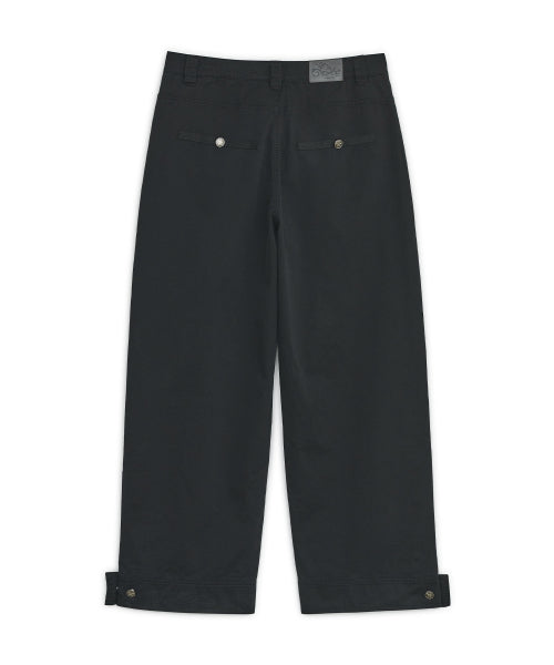 WASHED BUTTON PANTS - 2 COLORS BLACK