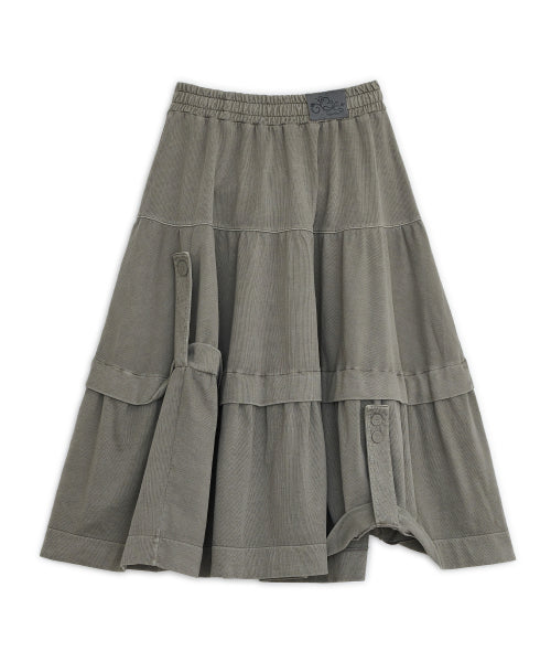 WASHED FLAP TIERED SKIRT - 2 COLORS GREY