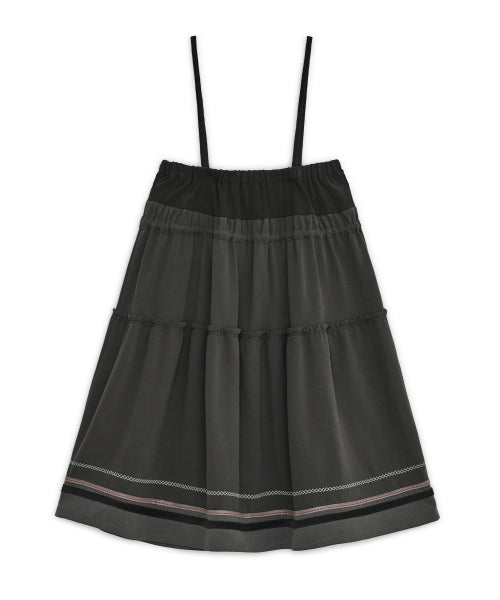 STRING TIERED SKIRT - 2 COLORS CHARCOAL