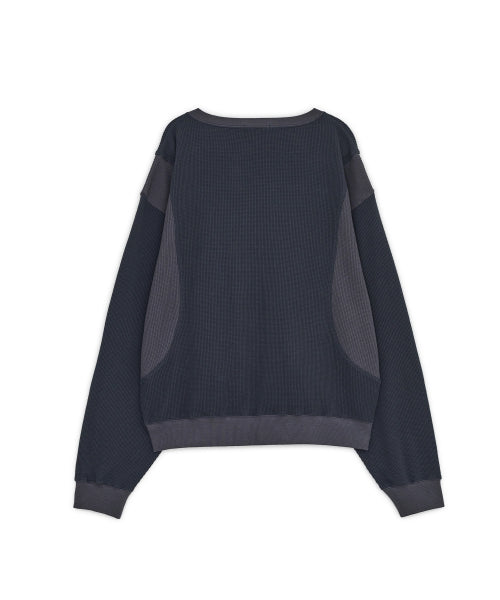WAFFLE TWO TONE SWEATSHIRT - 2 COLORS NAVY