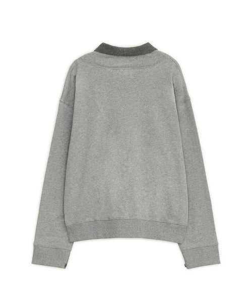 HIGH NECK BUTTON SHIRT - 2 COLORS GREY