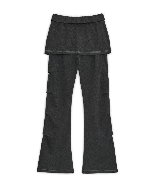 LAYERED FLAP SWEAT PANTS CHARCOAL