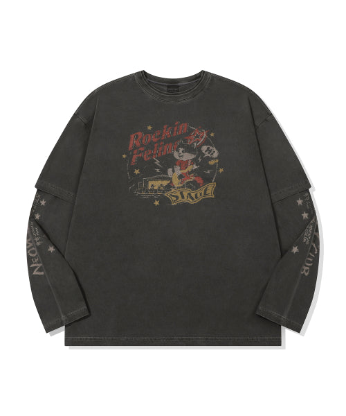 STAR CAT LAYERED PIGMENT LONG SLEEVE - 2 COLORS BLACK