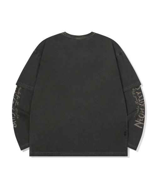 STAR CAT LAYERED PIGMENT LONG SLEEVE - 2 COLORS BLACK